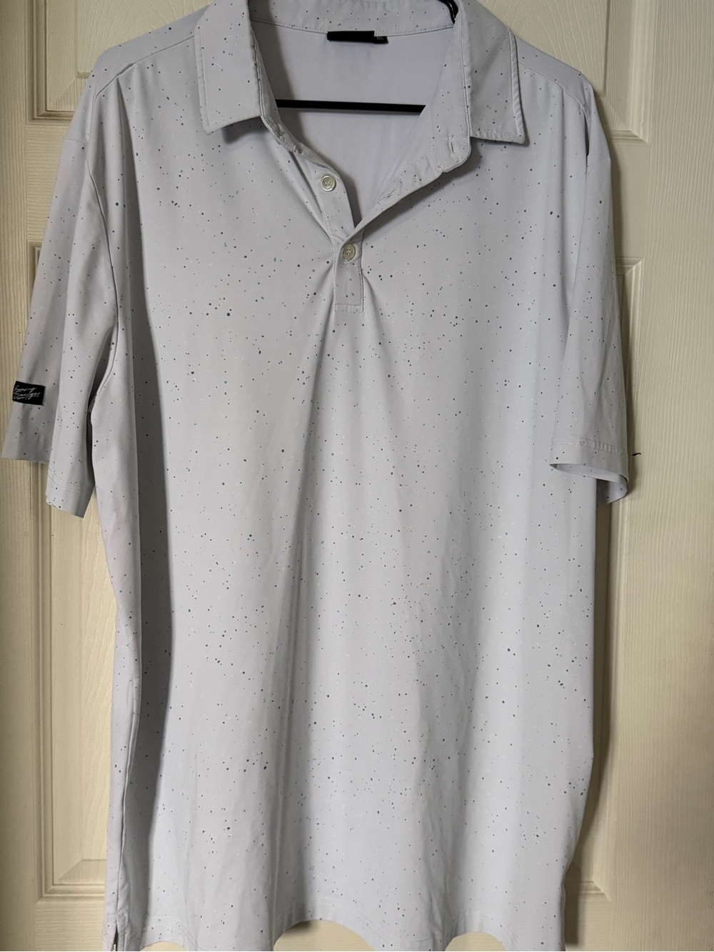 Men's White Speckle Short-Sleeve Polo